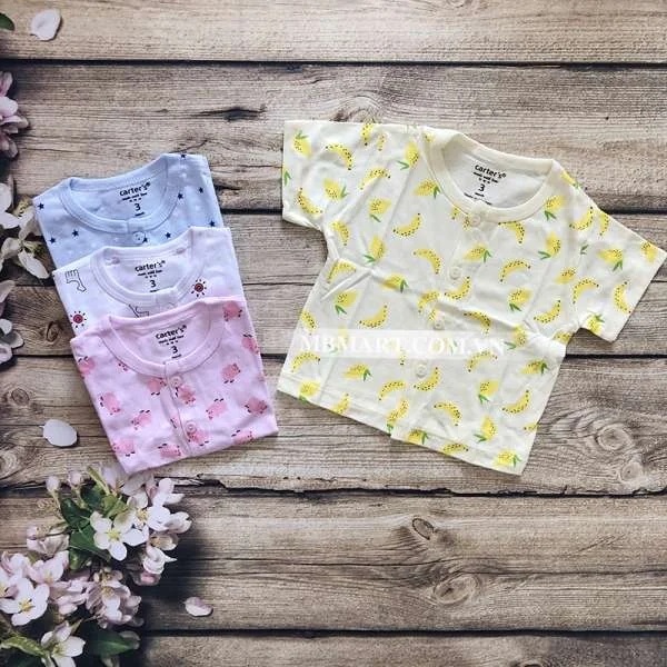Áo Cộc Carter Cài Vai/Cúc giữa Cho Bé vải cotton mềm, giữ ấm cổ cho bé khi nằm phòng điều hòa