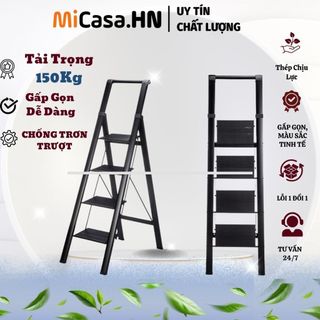  MICASA - THANG CHỮ A GẤP GỌN CÓ TAY VỊN 3 - 4 - 5 BẬC THÉP CHỐNG TRƯỢT  HÀNG NHẬP KHẨU 