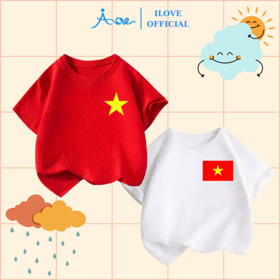 [MỚI] Áo thun cờ đỏ sao vàng Việt Nam cho bé AORE, Áo cộc tay chất cotton co giãn cho bé trai, bé gái từ 9-36kg