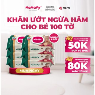 Khăn ướt cao cấp cho bé Mamamy gói 100 tờ  sợi tự nhiên gấp đôi ngừa hăm, mềm dai sạch cực