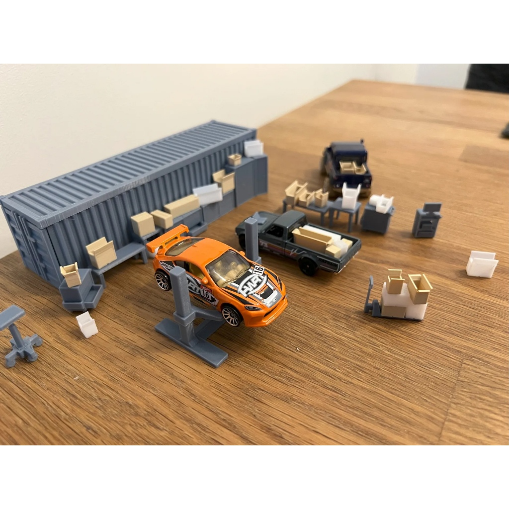Thùng hộp bìa carton 1:64 mini diorama , trang trí garage Hot Wheels gara