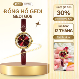 Đồng Hồ Nữ Gedi G08 Dây Da Cao Cấp Size Nhỏ 28mm Phong Cách Vintage Chống Nước 3ATM
