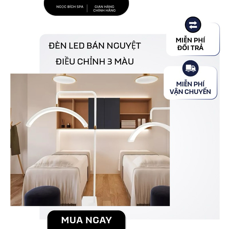 [Chính Hãng] Đèn Led Bán Nguyệt Spa Vòm Thiết Kế Điều Chỉnh Ánh Sáng 3 Màu Phun Xăm, Nối Mi, Thẩm Mỹ - Ngọc Bích Spa
