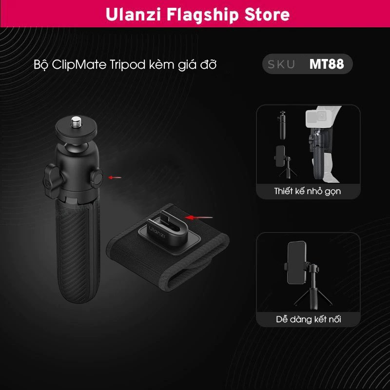 Ulanzi MT88 bộ ClipMate Tripod kèm giá đỡ balo thiết kế 2 IN 1 tiện lợi chính hãng