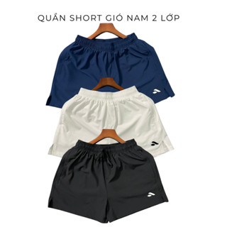 Quần short đùi nam thể thao gió 2 lớp co giãn nhẹ có 2 túi khóa kéo tập gym,chạy bộ,chơi pickleball