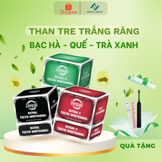 (Tặng 1 Bàn Chải Điện khi mua 2 hộp  ) Bột than Tre Hoạt Tính Trắng Răng 3 Vị Royal Zenpali Trắng Răng Thiên Nhiên