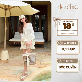 [SA01] Áo Kiểu Nữ Cổ Bèo Tiểu Thư x Váy Suông Trắng Bánh Bèo Herchic, Set Đồ Nữ Đi Biển Xinh Celina