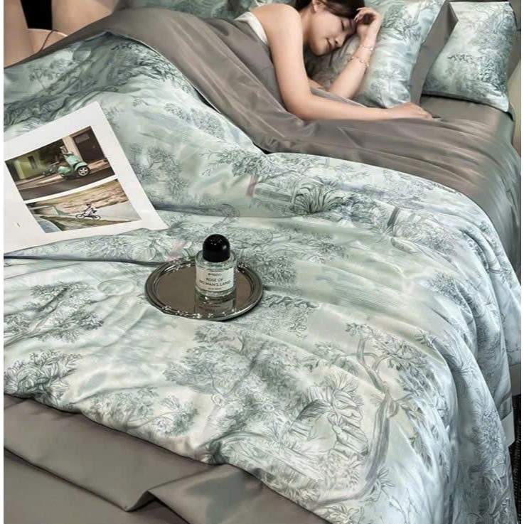 MÂY HOUSE Bộ Chăn Ga Gối Lụa Thái mềm mịn mướt 4 món M4/M6/M8/2M