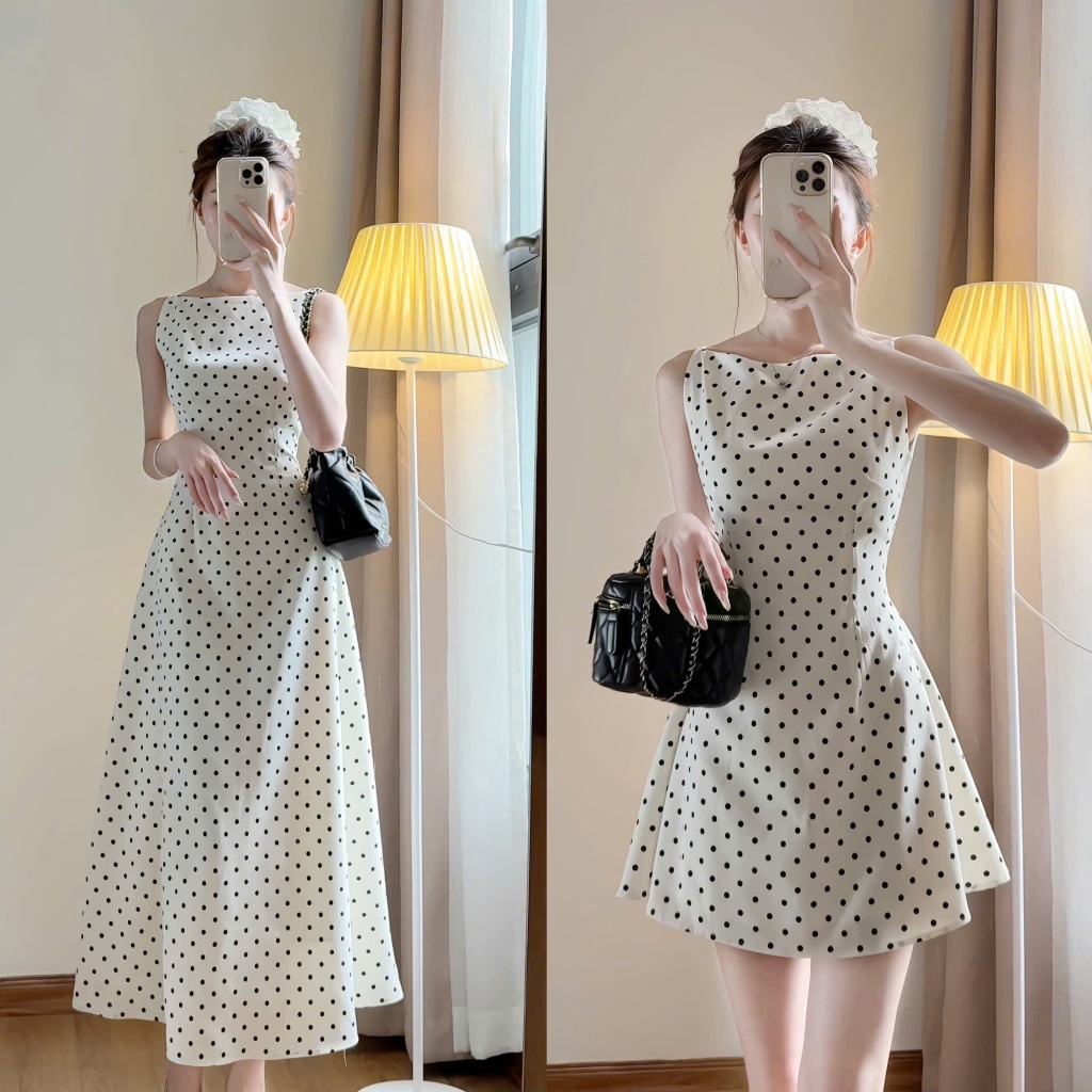 [Hàng 3 Size]: Váy 2 Dây Chấm Bi Cổ Thuyền 2 From Ngắn Dài Cá Tính Đi Chơi , Váy Tiệc ( Ảnh Thật Trả