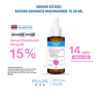   HSD 09.8.2026  MizuMi Serum Giảm Thâm Mụn Advance Niacinamide 15 Concentrate Serum 30ml Niacinamide Tái Tạo Da 
