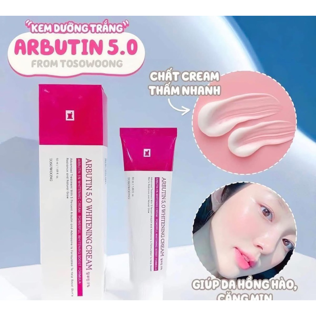 (Hàng công ty)Kem dưỡng Tosowoong Arbutin 5.0 Whitening Cream 50ml_kem arbutin 5% trắng da mờ thâm s