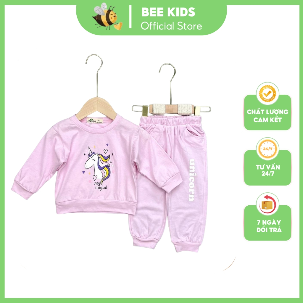 Bộ thu đông cho bé gái, đồ bộ thun bé gái chất cotton mềm mát, size 6-10 tuổi  - BEEKIDS