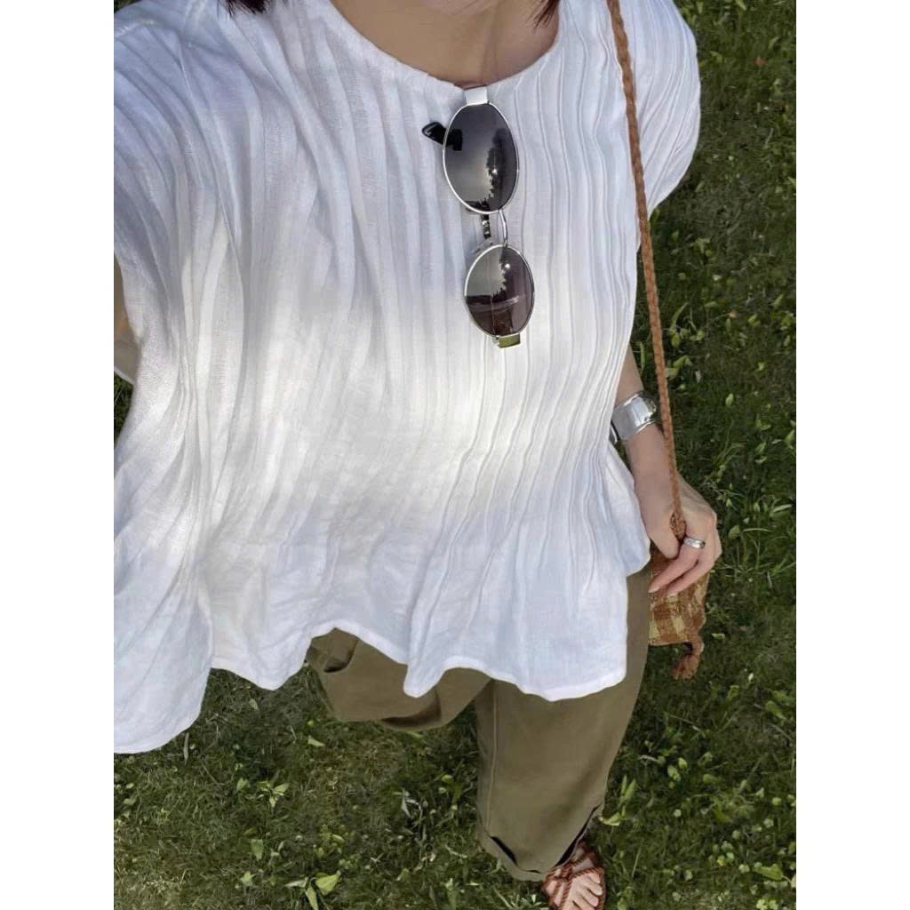 𝗕𝗲𝗺𝗶𝗻-  Áo Linen xếp li babydoll BEELY