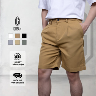  Quần Short Kaki Nam GIRAN QS0001 Form Âu Lưng Bán Thun Màu Trắng Đen Xám Ghi Xanh Rêu,Be Nâu 