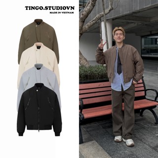  Áo khoác bomber trần bông 3 lớp {Form Crop Lửng} TINGO Thiết kế khoá 2 đầu tiện lợi thời trang mùa thu Đông ABB06 