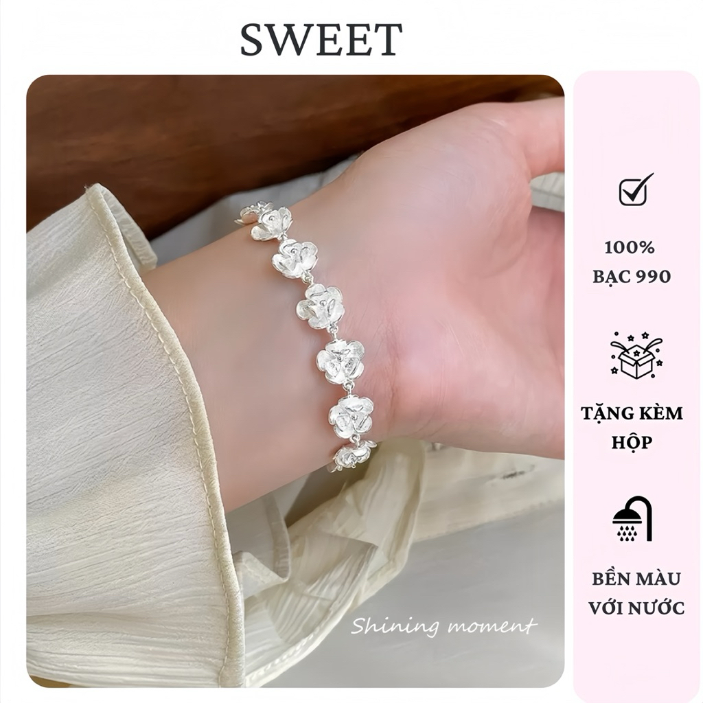 Lắc Tay Thanh Hoa - 100% Bạc S990 - Sweet