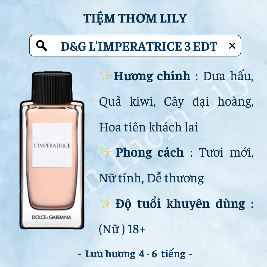 10ml DG3 | Nước Hoa Nữ | Tiệm Thơm Lily