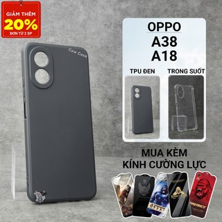  Ốp lưng Oppo A38 A18 Cowcase trơn màu đen | Ốp điện thoại Oppo dẻo bảo vệ camera đt toàn diện 