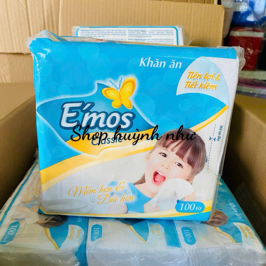 [CHÍNH HÃNG] KHĂN GIẤY VUÔNG CAO CẤP E'MOS HÀNG CHUẨN 100 TỜ.  KHĂN GIẤY EMOS CLASSIC
