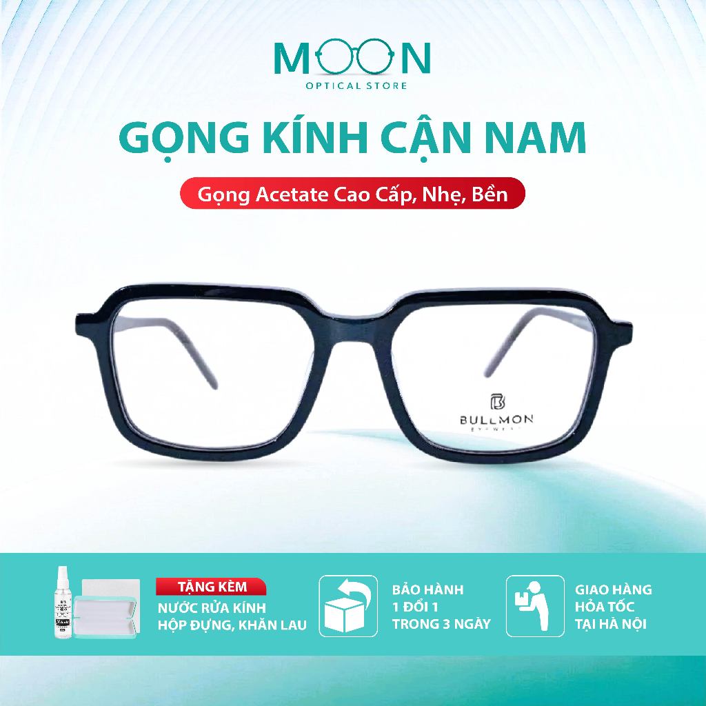 Gọng kính cận nam Bullmon, gọng Acetate cao cấp, nhẹ, bền, thời trang – 28158