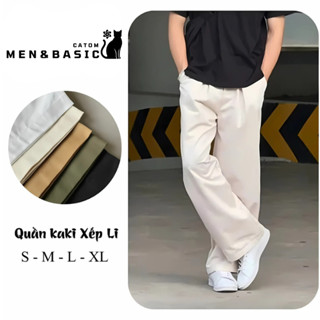 Quần Kaki Ống Rộng Xếp Li Wayne Relaxed Fit Kaki Pants Unisex Nam Nữ - Cạp bán chun MEN&BASIC