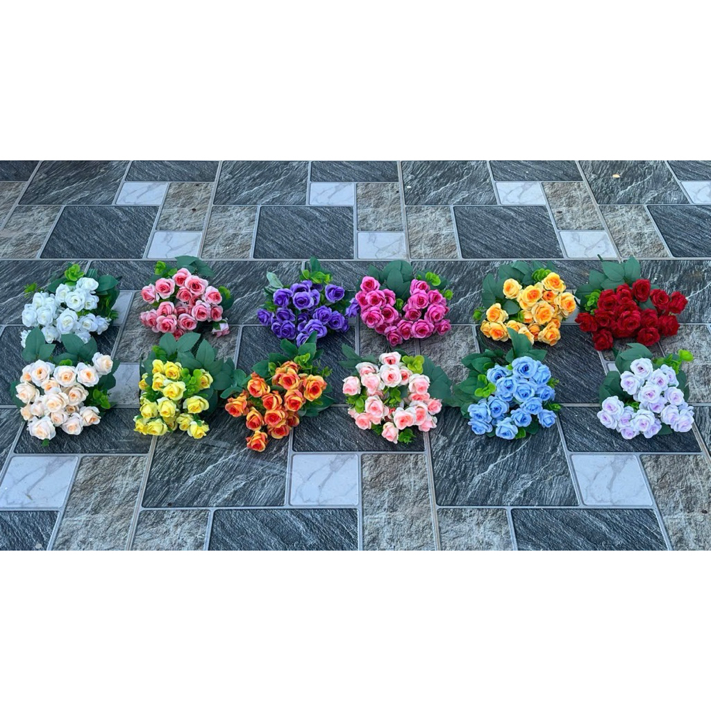 cụm hồng nhí 11 bông- hoa giả