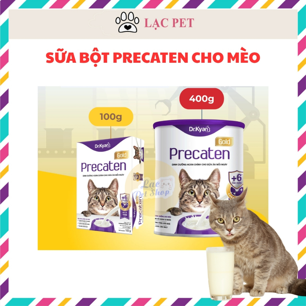 (HỘP 100GR & 400GR) Sữa Precaten Cho Mèo Con Sơ Sinh, Mèo Lớn Thiếu Chất Dinh Dưỡng