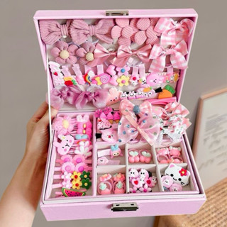  Hộp quà tặng bộ kẹp tóc quà Tết có gương lược nơ xinh xắn làm quà cho bé gái 