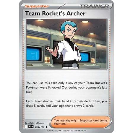1 Lá Thẻ Bài Pokemon Chính Hãng ,Team Rocket's Archer - 170/182 - Uncommon -M-NM