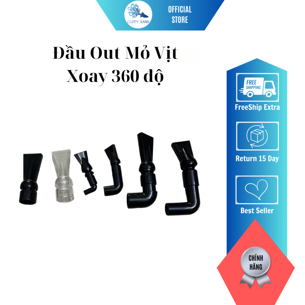 Đầu Out Mỏ Vịt Xoay 360 độ - Guppy Xanh