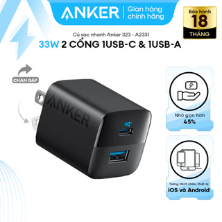Củ sạc nhanh 33W ANKER A2331, 1 cổng Type C + 1 cổng USB hàng like new fullbox.