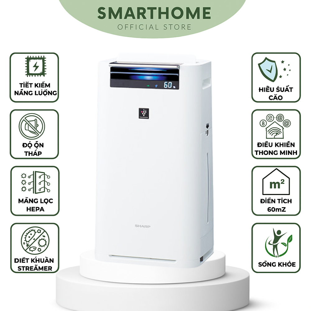 [TẶNG MÀNG HEPA] MÁY LỌC KHÔNG KHÍ SHARP CỘT-KI30-KI40-KI50-KI70-Điện 220V-Lọc bụi PM2.5, Khử mùi,Tạo ẩm-Phòng 10-50M2