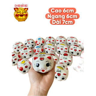 Heo đất 853 - Heo sứ mini bỏ vàng size 6x6x7cm dùng tiết kiệm tiền, trang trí, quà tặng, lưu niệm