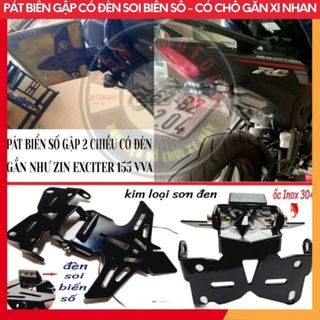 Pát Biển Số Gập Exciter 155 – Pát Gắn Biển Số Sau Ex 155 Inox/Sơn Đen Titan, Điều Chỉnh Được
