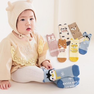  Set 3 Đôi Tất Cho Bé Trai Bé Gái Cao Cổ 0-3 Tuổi Mẫu Tai Thú T48 