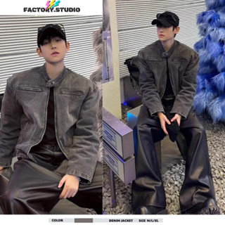 ÁO KHOÁC DENIM BOXY JACKET UNISEX- Jeans Dây kéo Smoke Gray