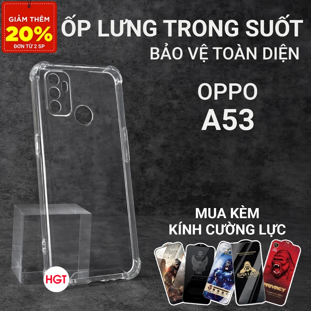 Ốp lưng Oppo A53 và kính cường lực nhiều serri