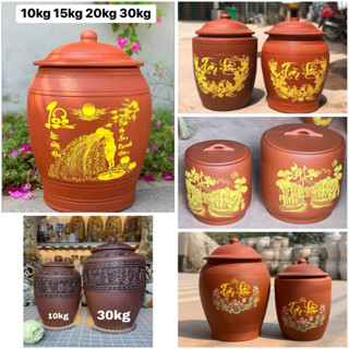 Chĩnh gạo, Hũ gạo Tài Lộc, Chum gốm đựng gạo cao cấp gốm Bát Tràng, Thùng gốm đựng gạo loại 1, chum gạo phong thuỷ