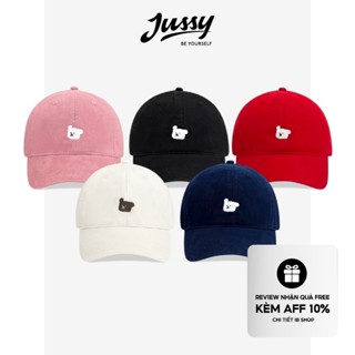 Mũ Lưỡi Trai Hàn Quốc Thêu Icon Cún Cưng Jussy Official Nón Kết Nam Nữ Vải Cotton Form Mềm Size To 62cm Có Khóa Chỉnh