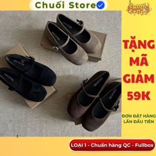 (BẢN XỊN CHUẨN QC) Giày lolita nữ LOẠI 1 chất vải da lộn mũi vuông đế bằng thiết kế đơn giản nhẹ nhàng xinh