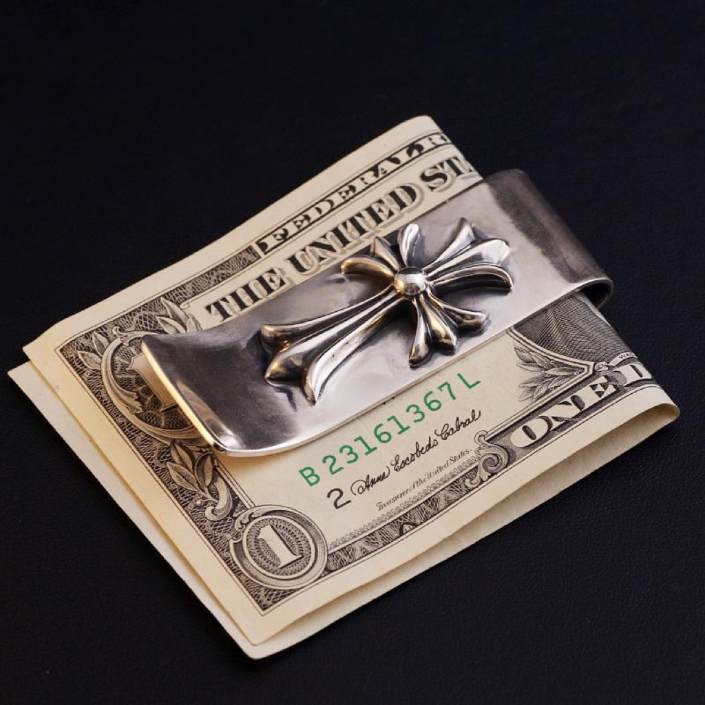 Kẹp tiền,  money clip chrome heart bạc vintage fullbox.