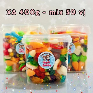   Xô 400g  Kẹo Dẻo Chíp Chíp Vị Trái Cây Mix 50 Vị Kẹo Dẻo Phủ Đường Kẹo Trơn Kẹo Có Nhân Bóc Vỏ 