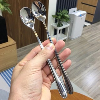 Thìa pha sinh tố, thìa chanh 18.5cm inox 304 cán dài dùng để khuấy pha nước uống chống truyền nhiệt tiện lợi