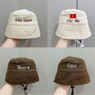 (Hàng Thêu) Mũ Bucket size từ 10 tháng đến 10 tuổi Phong Cách Hàn Quốc Cho Bé Trai, Bé Gái
