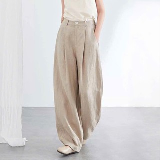  Quần suông nữ ống rộng dáng dài chùm gót - Lưng thun thoải mái - Chất Linen bột mềm mát - Form suông trẻ trung - QD01 