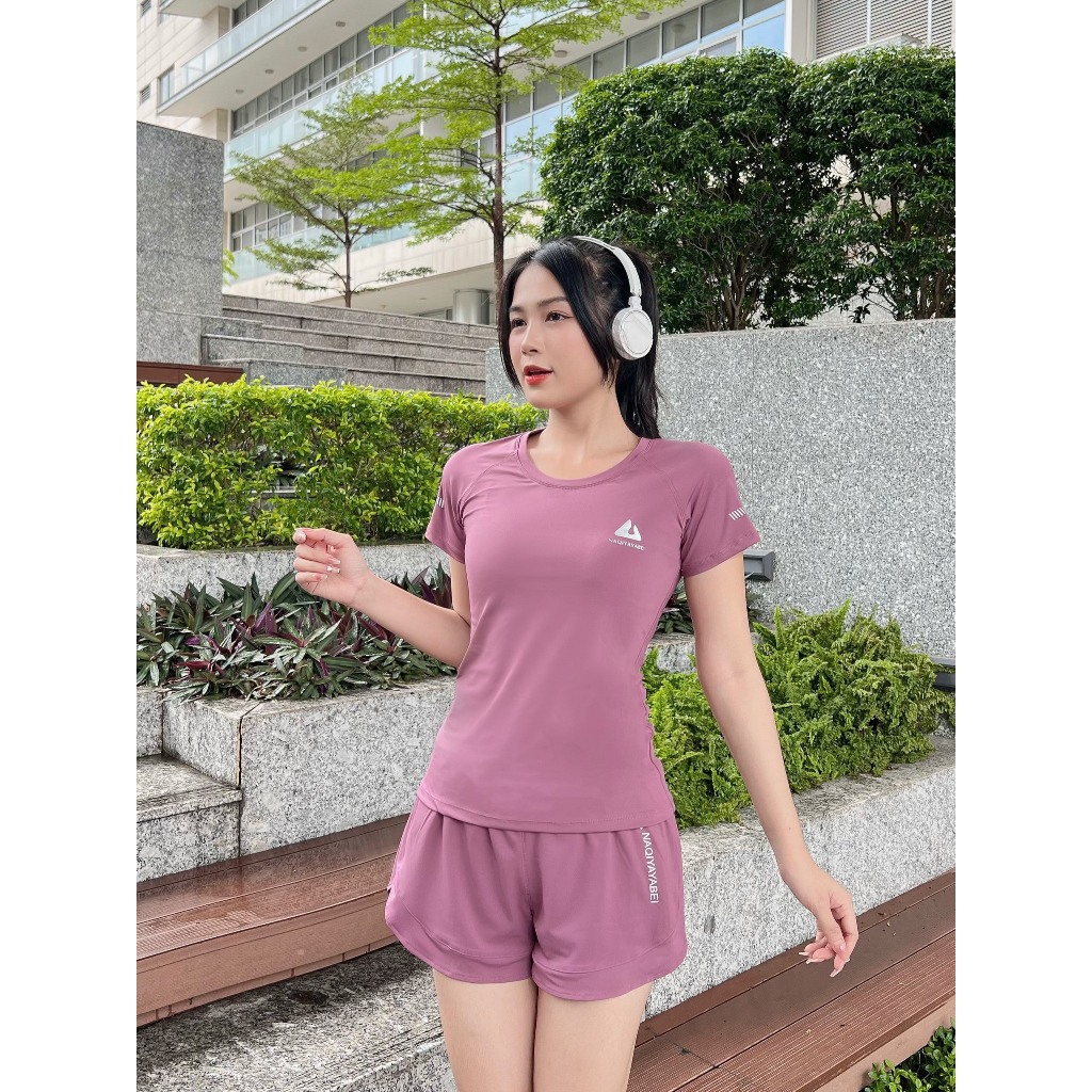 Bộ Đồ Tập Thể Thao Nữ, Set đồ tập gym chạy bộ vải thun lạnh co giãn thoáng mát Ng18