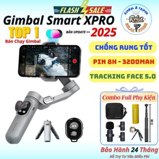 Gimbal SMART X PRO - Tích hợp sạc không dây - Pin 3200 mAh Gậy quay phim chống rung trang bị đèn led