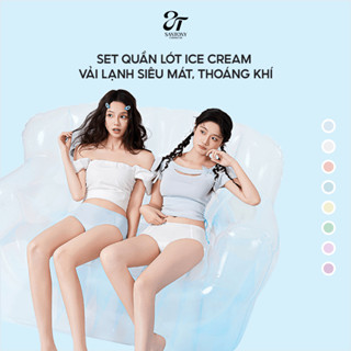 SET QUẦN LÓT TÀNG HÌNH, QUẦN LÓT KEM "ICE CREAM" - chất mát lạnh - kháng khuẩn 100A bảo vệ vùng kín - đúc su không đường
