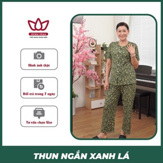  Đồ Bộ Trung Niên Nữ COTTON LẠNH 100% Nhập Khẩu Bộ Đồ Mặc Ở Nhà Cho Bà,Thoáng Mát - Thiều Thoa Store 