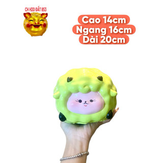  Heo đất 853 - Lợn đất cừu mây nằm lỗ tròn size 16x14x20cm dùng tiết kiệm tiền trang trí quà tặng 